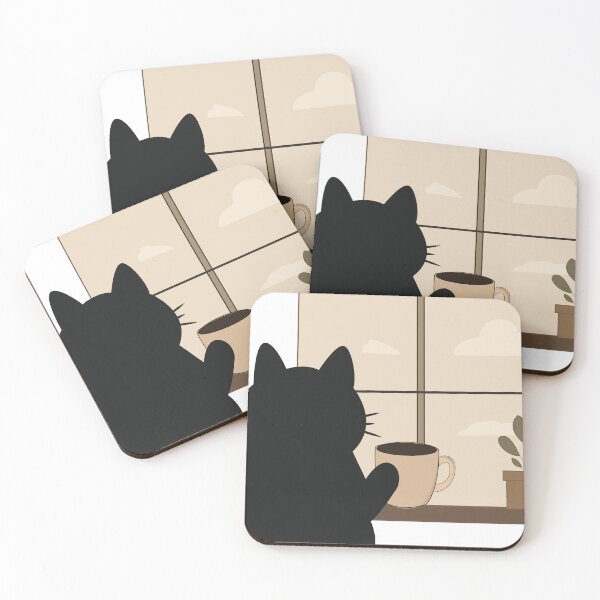 Item preview, Black Cat and Coffee Cute Minimalist Vector Collection Set designed and sold by TatinkaArtskill.