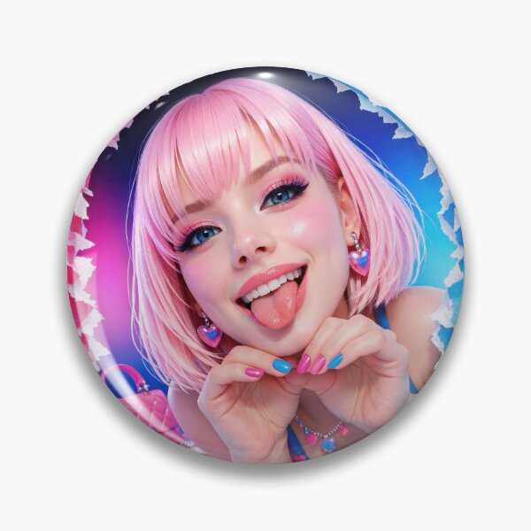 Item preview, Vibrant Pop Art Girl Portrait with Pink Hair Clipart designed and sold by CreativeLarysa.