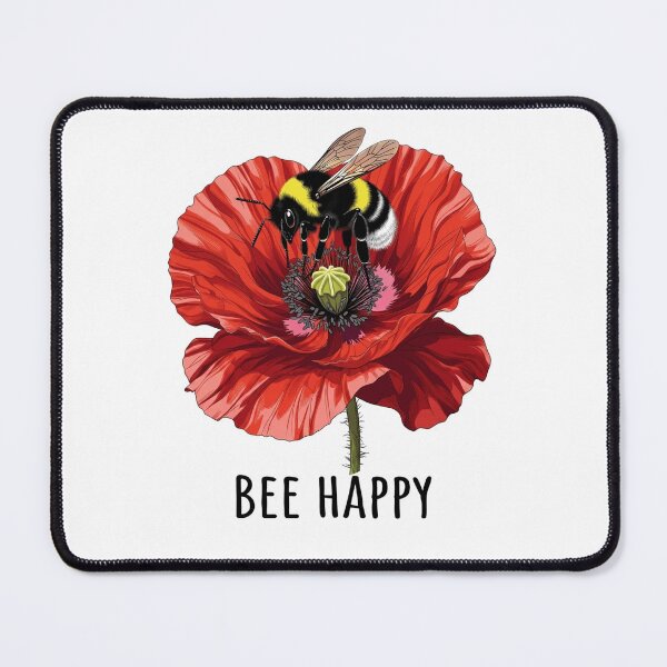 Item preview, Bumblebee on Poppy Flower – Bee Happy Retro Aesthetic designed and sold by katiecorners.