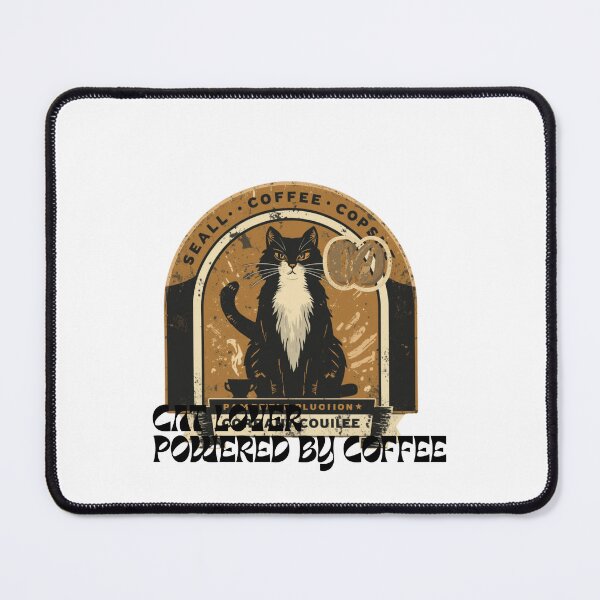 Item preview, Cat Lover Powered by Coffee | Retro Vintage Pet Lover Design designed and sold by GraphicGlowTeesStore.