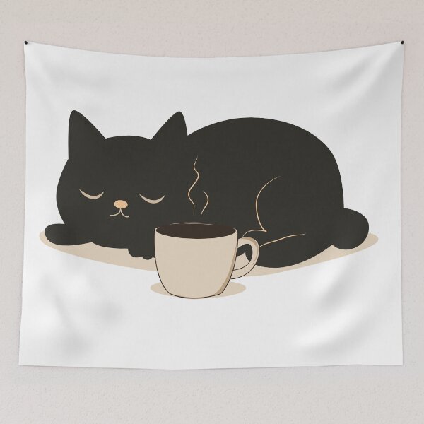 Item preview, Black Cat and Coffee Cute Minimalist Vector Collection Set designed and sold by TatinkaArtskill.