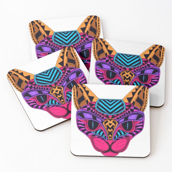 Aperçu de l'œuvre Vibrant Abstract Cat Face Illustration créée et vendue par DailyDoodlesBySumbul.