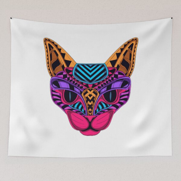 Item preview, Vibrant Abstract Cat Face Illustration designed and sold by DailyDoodlesBySumbul.