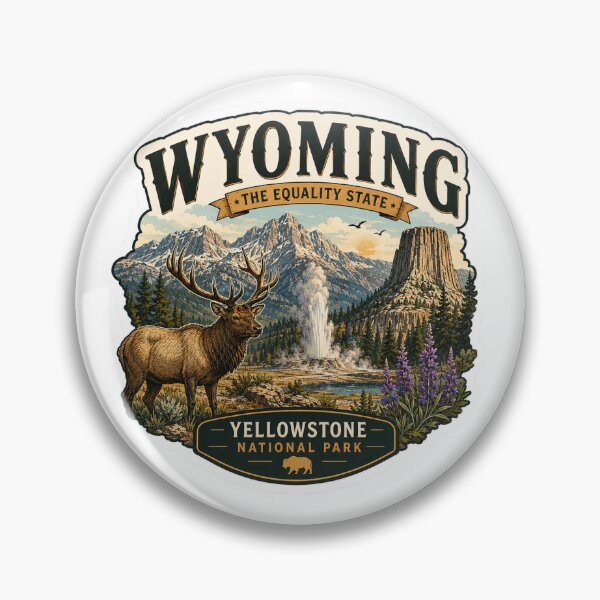 Item preview, Wyoming The Equality State Yellowstone National Park Elk Sticker designed and sold by MapMint .