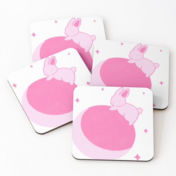 Artikelvorschau, Hasen-auf-dem-Mond-Sticker | Kawaii-Himmelssticker | Rosa-Mond-Ästhetik entworfen und verkauft von moonchildartgraph.