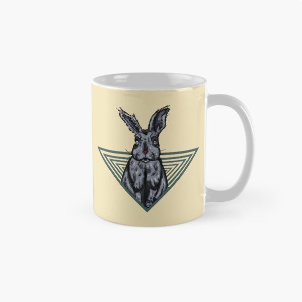 Aperçu de l'œuvre Illustration surréaliste de lapin | Graphisme animalier géométrique vintage rétro créée et vendue par Half Mess.