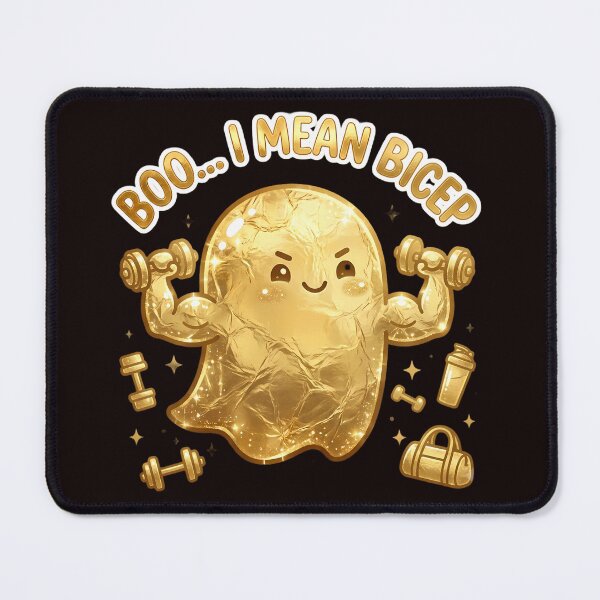 Item preview, Boo I Mean Bicep - Cute Gold Ghost Gym & Funny Fitness Pun Art designed and sold by SupernovaNote.