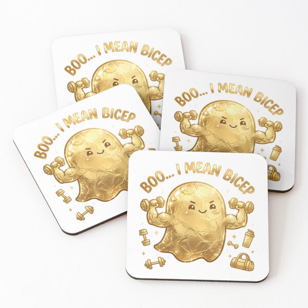Item preview, Boo I Mean Bicep - Cute Gold Ghost Gym & Funny Fitness Pun Art designed and sold by SupernovaNote.