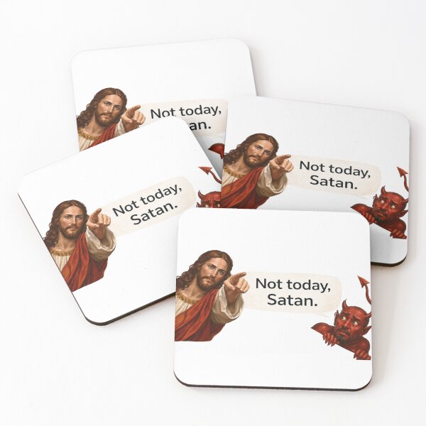 Item preview, jesus not today satan meme  designed and sold by PatternFly.