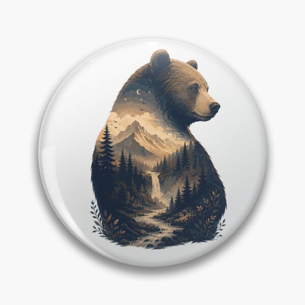Item preview, Forest Bear with Landscape | Nature Wildlife Art Print designed and sold by AbderraimArt.