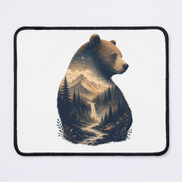 Item preview, Forest Bear with Landscape | Nature Wildlife Art Print designed and sold by AbderraimArt.