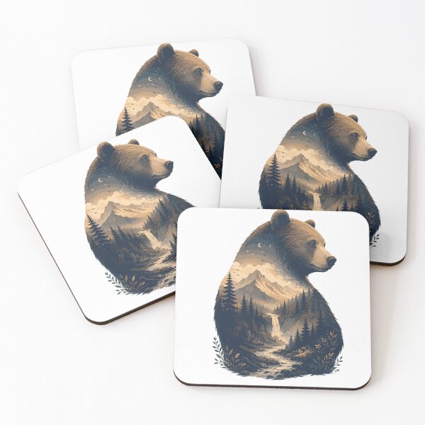 Item preview, Forest Bear with Landscape | Nature Wildlife Art Print designed and sold by AbderraimArt.