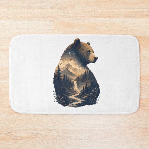 Item preview, Forest Bear with Landscape | Nature Wildlife Art Print designed and sold by AbderraimArt.