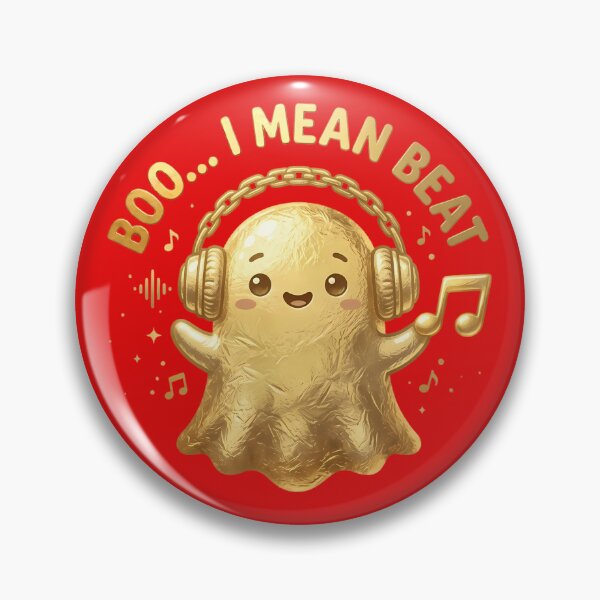 Item preview, Boo I Mean Beat - Cute Gold Ghost DJ & Funny Music Pun Art designed and sold by SupernovaNote.