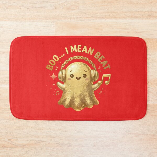 Item preview, Boo I Mean Beat - Cute Gold Ghost DJ & Funny Music Pun Art designed and sold by SupernovaNote.