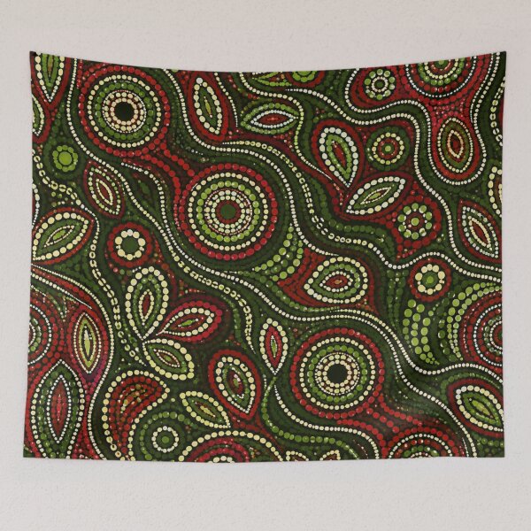 Item preview, Aboriginal Inspired Dot Art Pattern Red And Green designed and sold by 0606PM.