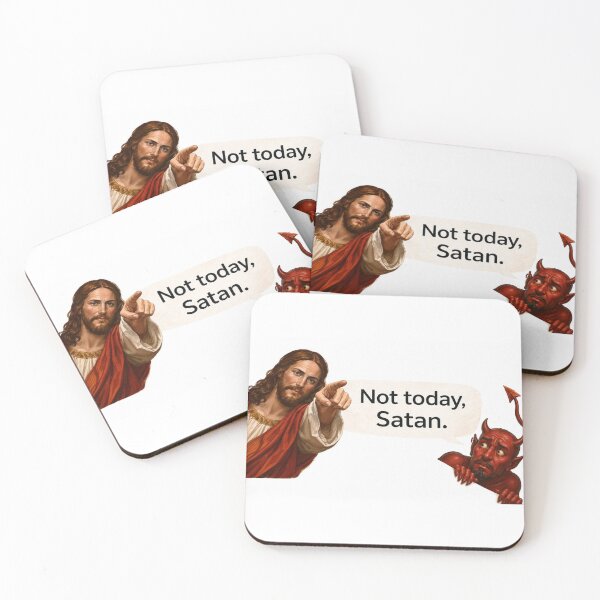 Item preview, jesus not today satan meme  designed and sold by PatternFly.