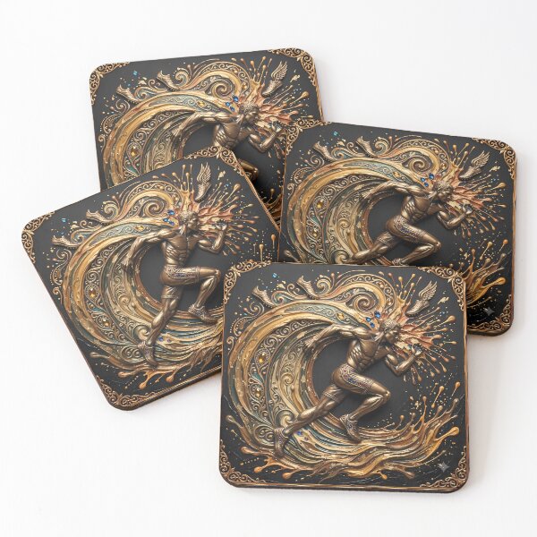 Item preview, Golden Sprinter - Mythical Runner & Luxury Palette Knife Sports Art designed and sold by SupernovaNote.