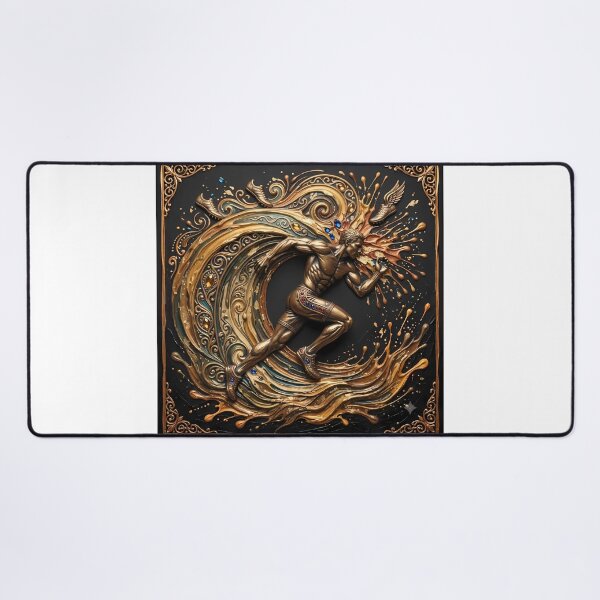Item preview, Golden Sprinter - Mythical Runner & Luxury Palette Knife Sports Art designed and sold by SupernovaNote.