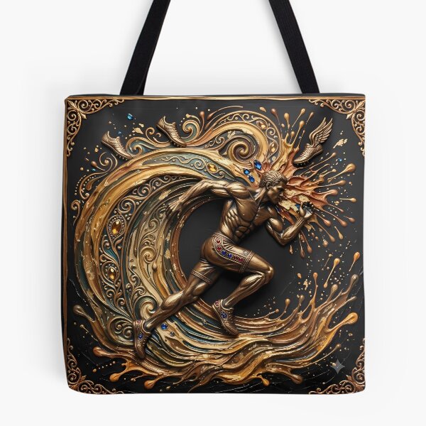 Item preview, Golden Sprinter - Mythical Runner & Luxury Palette Knife Sports Art designed and sold by SupernovaNote.