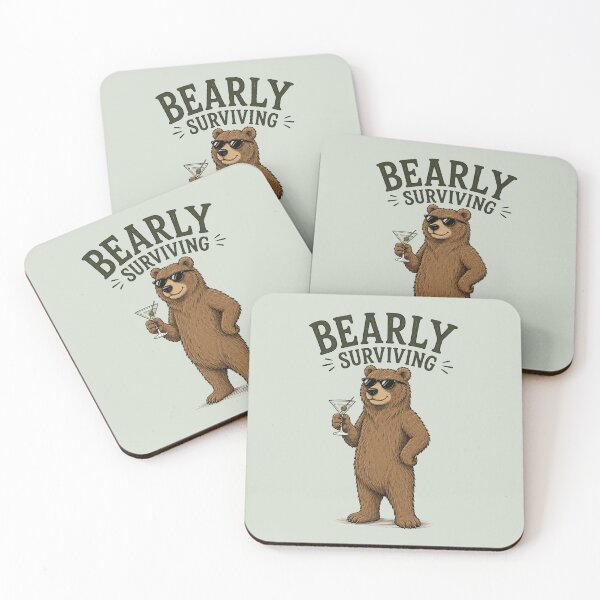 Item preview, Bearly Surviving Cartoon Bear designed and sold by Little Ink Co..
