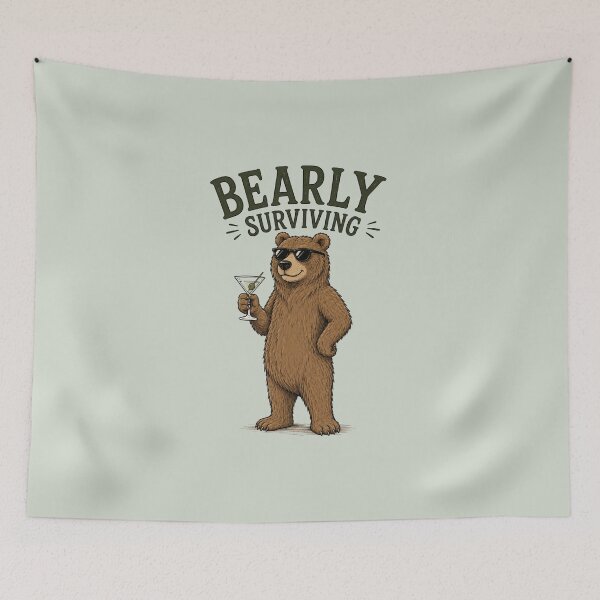 Item preview, Bearly Surviving Cartoon Bear designed and sold by Little Ink Co..