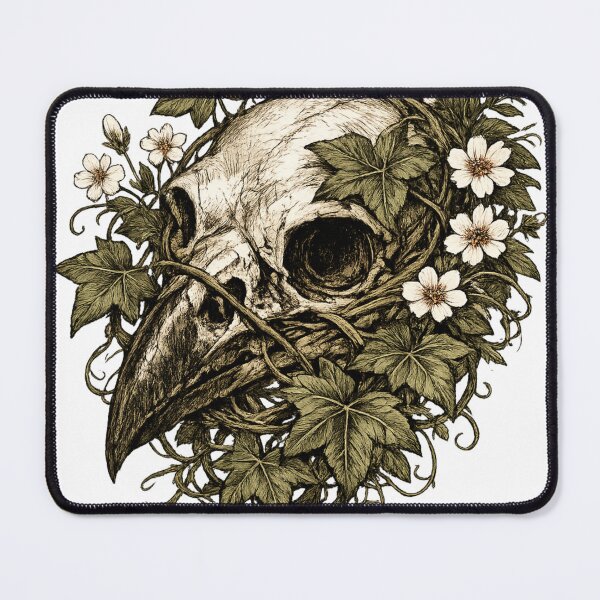 Item preview, Raven Skull Ivy Flowers Dark Botanical Gothic Bird Design designed and sold by irfanshikh.