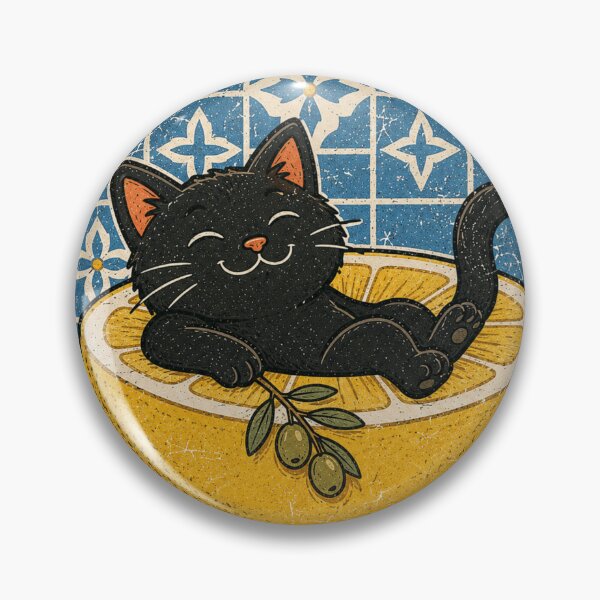 Item preview, Cute Black Cat Relaxing on a Lemon Summer Cat designed and sold by Region.