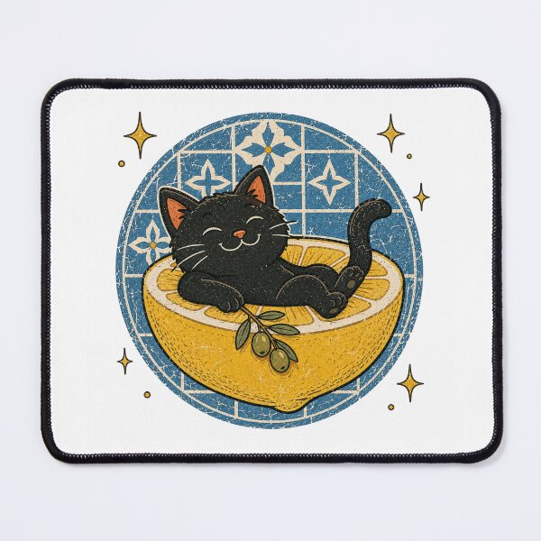 Item preview, Cute Black Cat Relaxing on a Lemon Summer Cat designed and sold by Region.