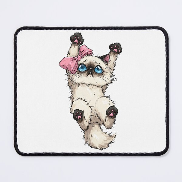 Item preview, Blue Eyed Kawaii Kitten Pink Bow Cat designed and sold by Moody Vibes Studio.