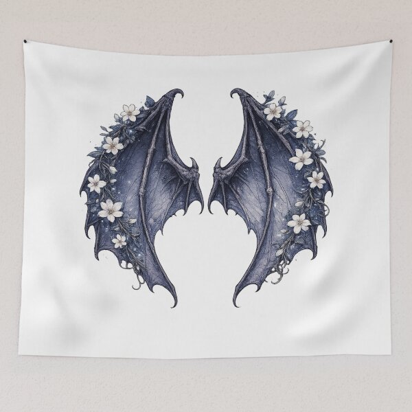 Item preview, Dark Dragon Wings Floral Fantasy Gothic Illustration Design designed and sold by irfanshikh.