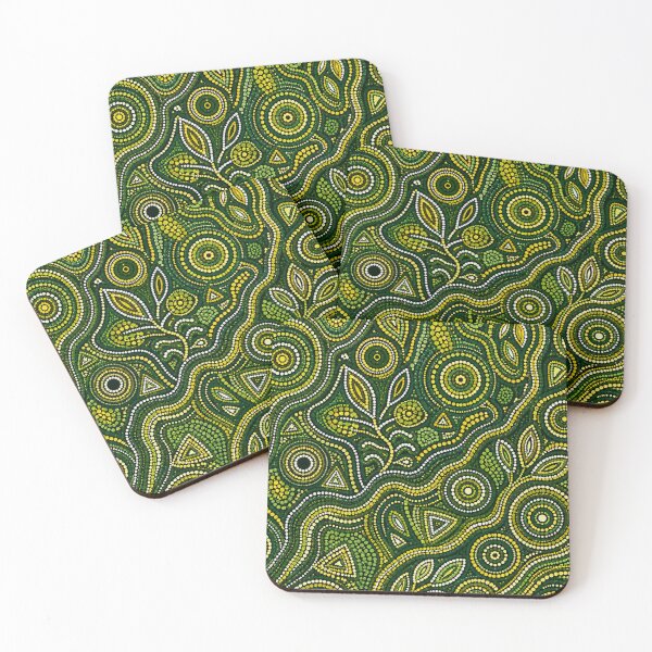 Item preview, Aboriginal Inspired Dot Art Pattern Green And Yellow designed and sold by 0606PM.