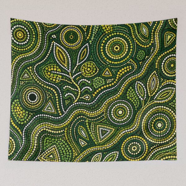 Item preview, Aboriginal Inspired Dot Art Pattern Green And Yellow designed and sold by 0606PM.