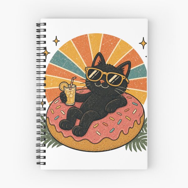 Item preview, Cool Black Cat Relaxing on Donut Pool Float Summer Cat designed and sold by Region.