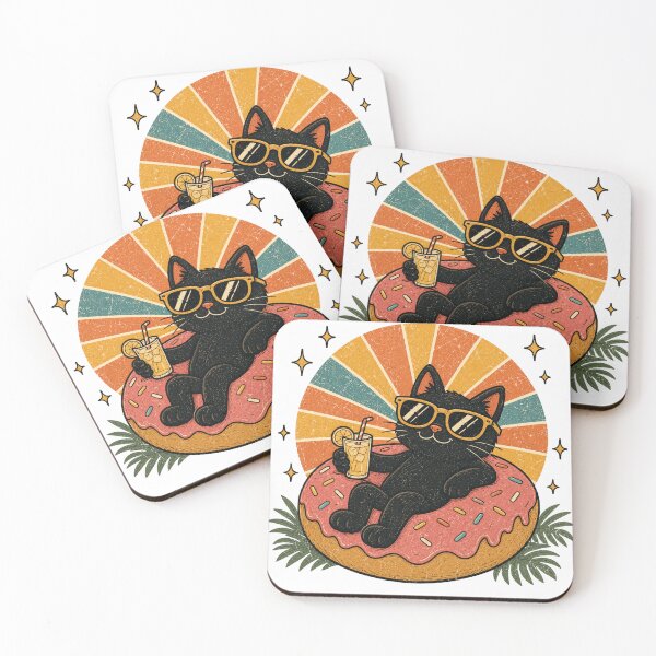Item preview, Cool Black Cat Relaxing on Donut Pool Float Summer Cat designed and sold by Region.