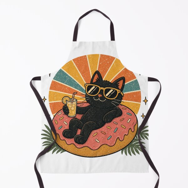 Item preview, Cool Black Cat Relaxing on Donut Pool Float Summer Cat designed and sold by Region.