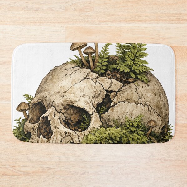 Item preview, Mossy Skull Mushrooms Dark Nature Decay Gothic Design designed and sold by irfanshikh.