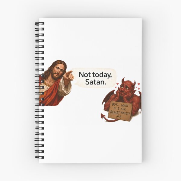 Item preview, jesus not today satan meme  designed and sold by PatternFly.