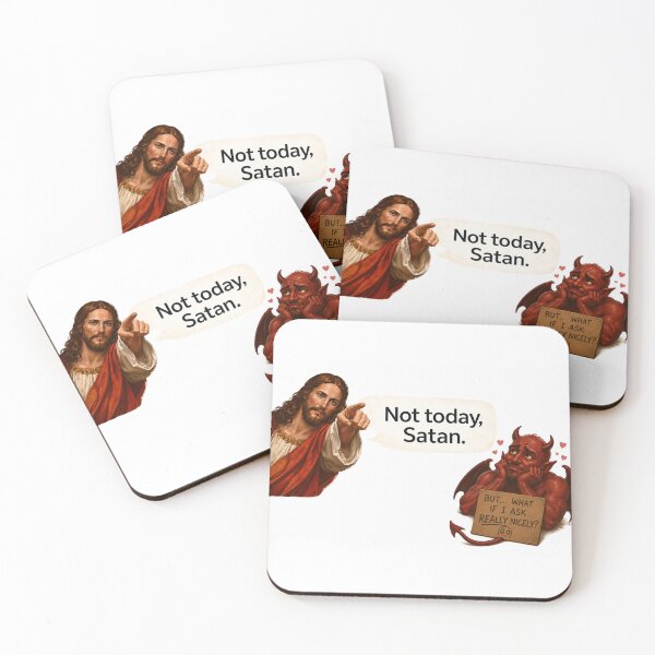 Item preview, jesus not today satan meme  designed and sold by PatternFly.