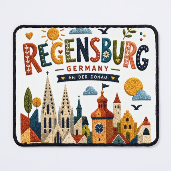 Item preview, Regensburg Germany Danube Stone Bridge Embroidered Travel Illustration Souvenir designed and sold by Witsprings.