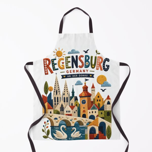 Item preview, Regensburg Germany Danube Stone Bridge Embroidered Travel Illustration Souvenir designed and sold by Witsprings.