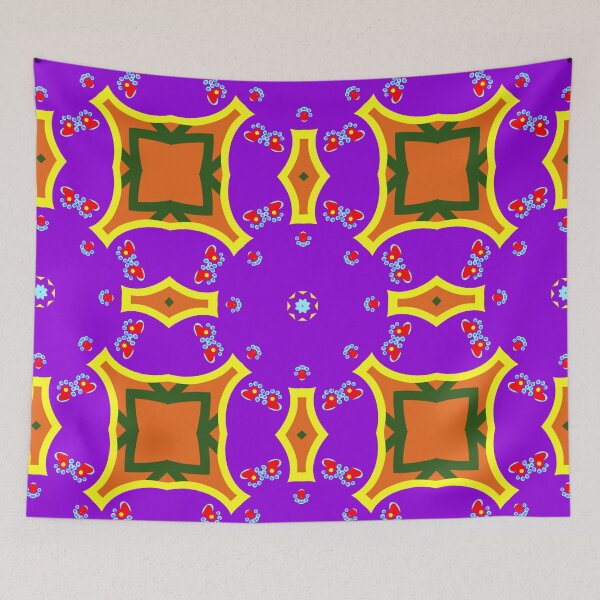 Item preview, Vibrant Purple and Orange Heart Geometric Mandala designed and sold by Tinsleybluebell.