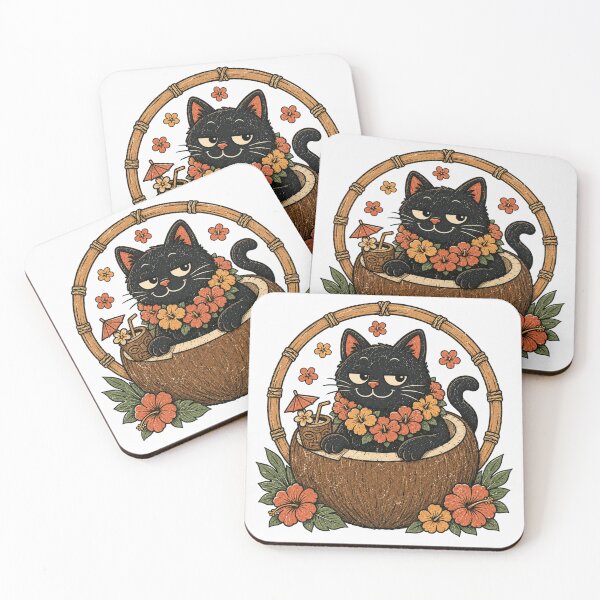 Item preview, Cute Black Cat Relaxing in Coconut Summer Cat designed and sold by Region.