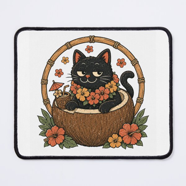 Item preview, Cute Black Cat Relaxing in Coconut Summer Cat designed and sold by Region.
