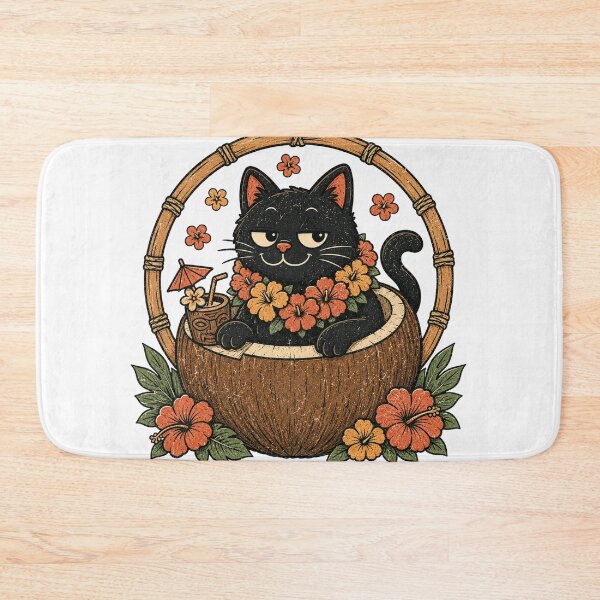 Item preview, Cute Black Cat Relaxing in Coconut Summer Cat designed and sold by Region.