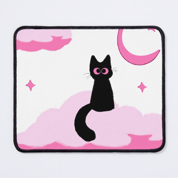 Item preview, Cute Black Cat Sitting on a Dreamy Pink Cloud designed and sold by moonchildartgraph.