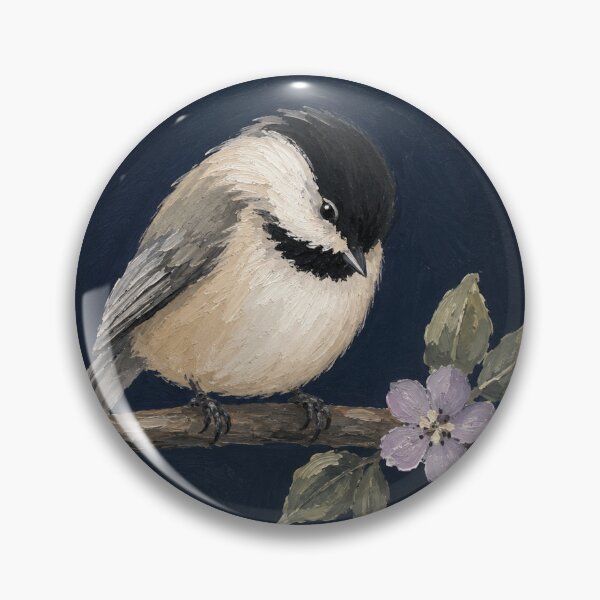 Item preview, Chickadee Bird Art – Woodland Bird with Blossom designed and sold by Filora Atelier | Bird Art.