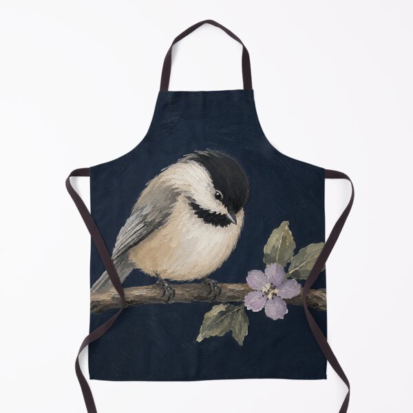 Item preview, Chickadee Bird Art – Woodland Bird with Blossom designed and sold by Filora Atelier | Bird Art.