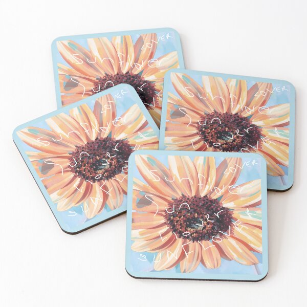 Item preview, Sunflower , lover on baby blue background  designed and sold by wallartofmio.