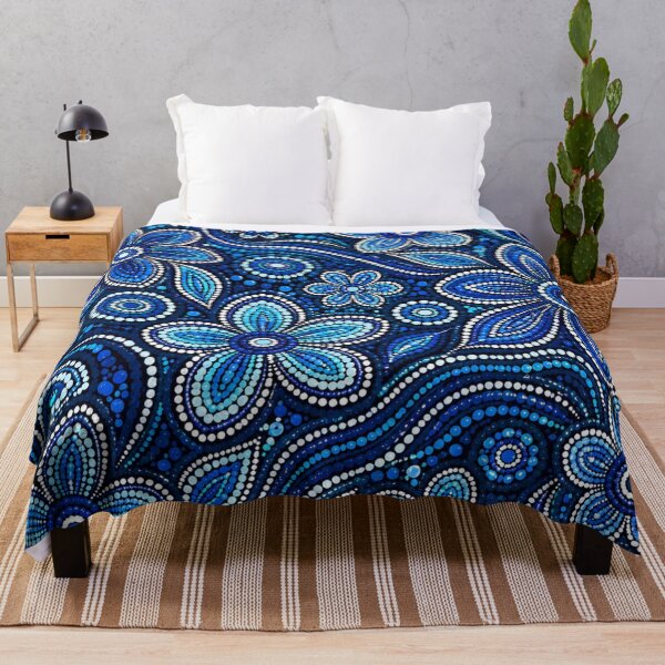 Item preview, Aboriginal Inspired Dot Art Pattern Blue And White designed and sold by 0606PM.